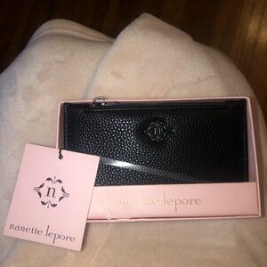 Nanette Lepore Black Wallet Sleek Design Pebbled Finish